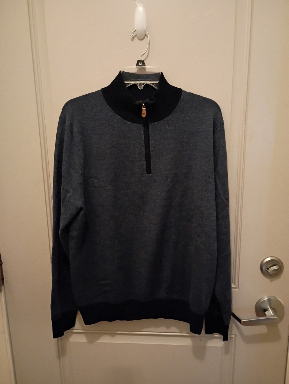 Brooks Brothers Men's Blue 100%Merino Wool Quarter Zip Size L